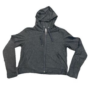Kyodan Cropped Girls Large Full Zip Long Sleeve Gray Soft Sweatshirt Outdoor
